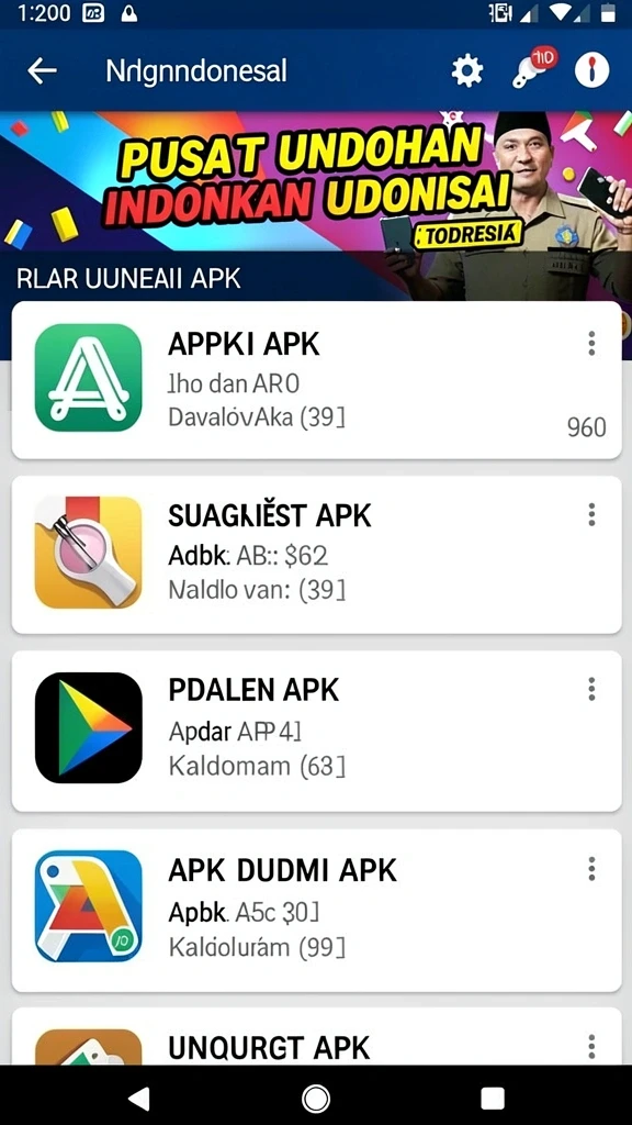 Detail aplikasi dengan informasi versi, ukuran, dan tombol unduh.